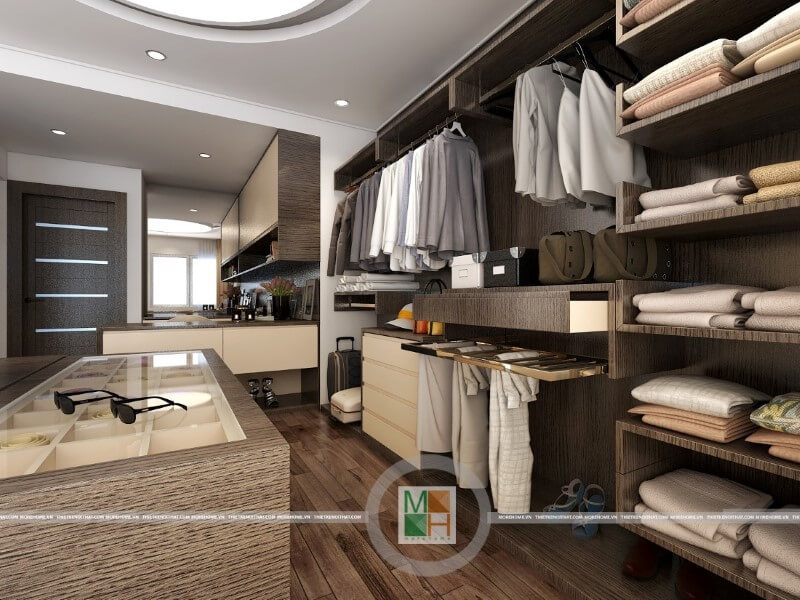 Mẫu thiết kế tủ quần áo để ốp vào tường giúp giảm thiểu diện tích không gian trong phòng và tạo ra một vẻ đẹp tinh tế và sang trọng.