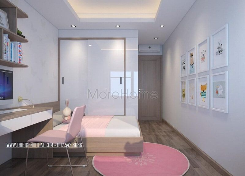 .
Để giúp gia chủ tiết kiệm diện tích căn phòng ngủ, MoreHome sản xuất một mẫu tủ quần áo màu trắng tại xưởng gỗ nội thất của họ.