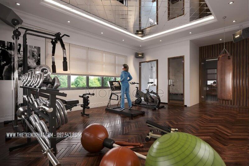 Thiết kế nội thất phòng tập gym tại nhà cao cấp không khác gì so với phòng tập bên ngoài