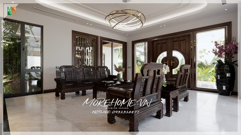 Đèn trang trí đã tạo nên một không gian mới lạ và ấn tượng.